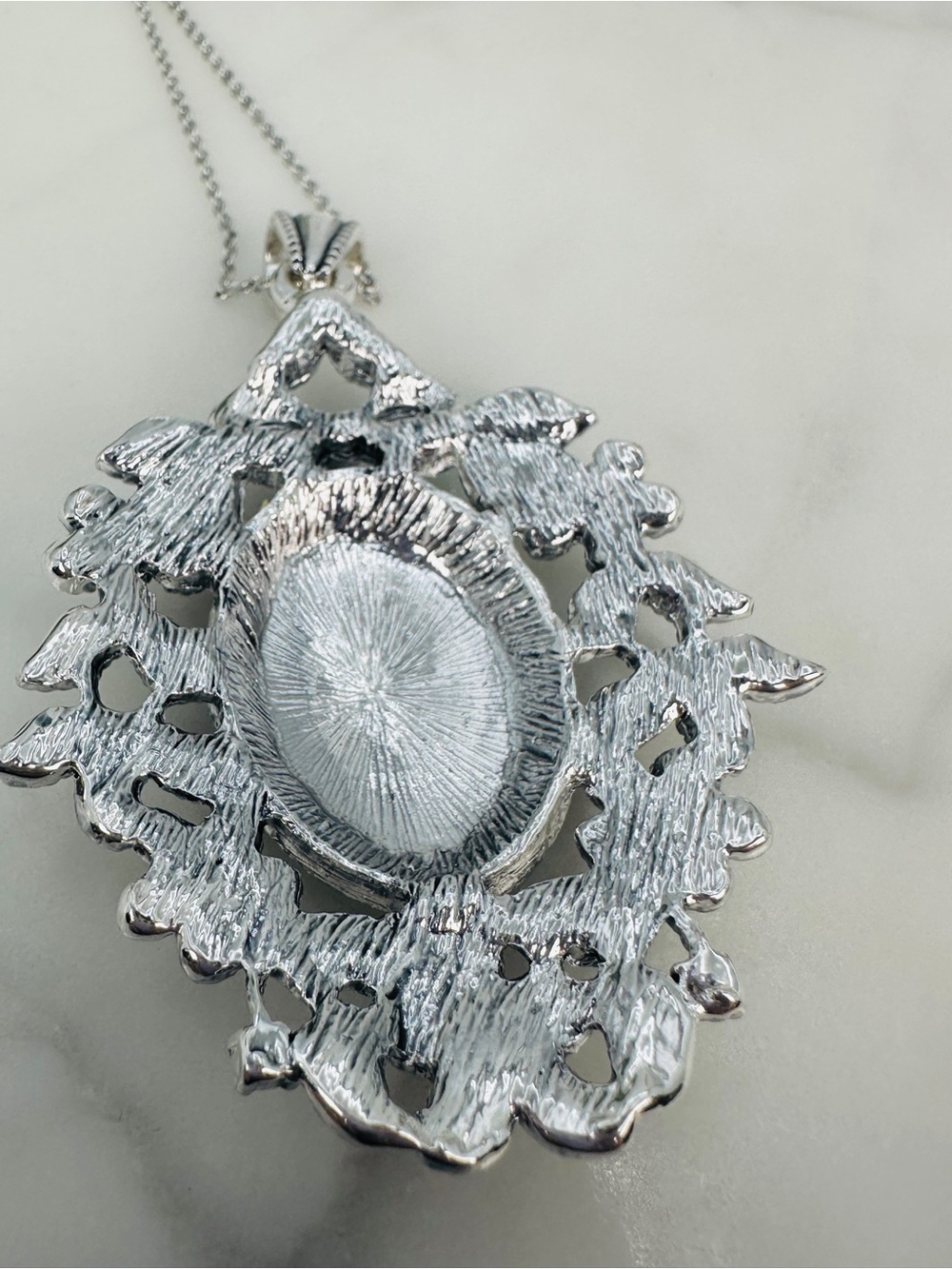 JTV Guardian Angel Necklace Black Enamel Pendant Silver Tone Rhinestones Titanic - Picture 7 of 10